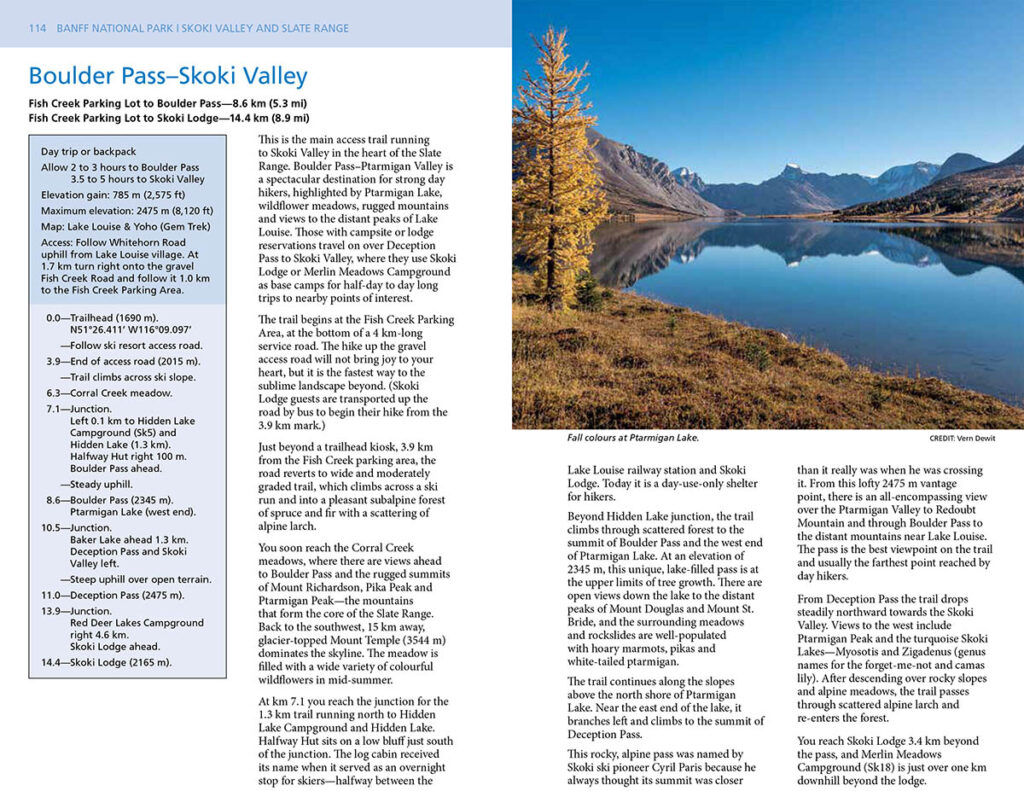 Canadian Rockies Trail Guide, sample pages.
